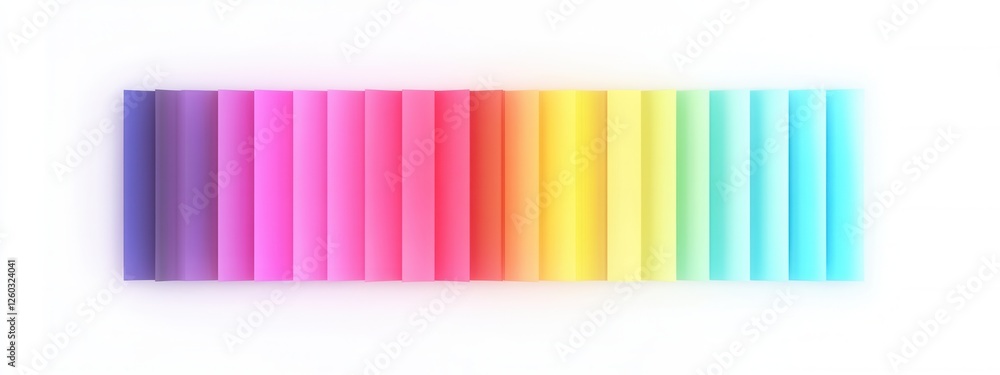 Poster editable gradient transitions on a white background, showcasing a spectrum of colors in a seamless f