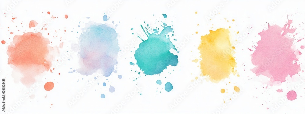 Poster editable splash elements on a white background, designed for versatile use in digital projects and c