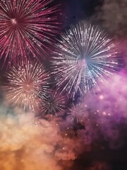 A Symphony of Light: Vibrant fireworks illuminate the night sky, creating a breathtaking display of colors and patterns, leaving trails of smoke that dance in the wind.