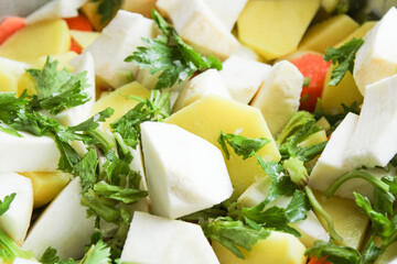 Fresh vegetables sliced. Carrots and celery





