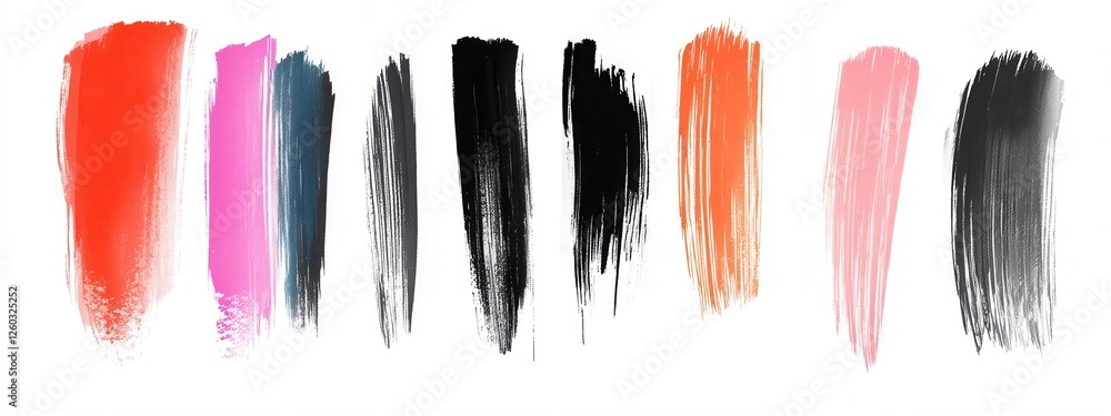 Poster editable brushstroke vector elements on a white background, versatile design tools for creative proj
