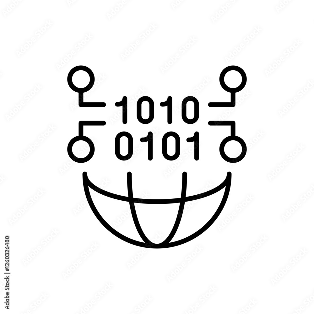 Aufkleber online binary code outline icons, minimalist vector illustration ,simple transparent graphic element