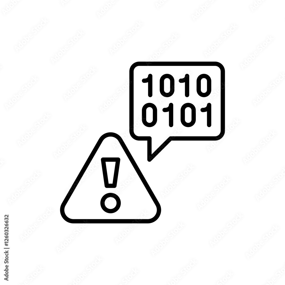 Poster binary code error outline icons, minimalist vector illustration ,simple transparent graphic element 