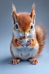 Adorable Red Squirrel Enjoying a Nut Snack