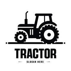 Naklejka premium Tractor Vector Illustration Farm Machinery, Agriculture Equipment, Rural Farming Vehicle, Heavy Duty Tractor Icon Silhouette Flat Design.