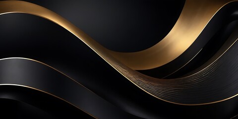 Abstract black and gold luxury background,Abstract glowing golden waves flowing on black background for wallpaper, poster and banner design,94