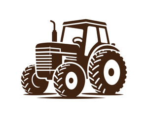 Obraz premium Tractor Vector Illustration Farm Machinery, Agriculture Equipment, Rural Farming Vehicle, Heavy Duty Tractor Icon Silhouette Flat Design.