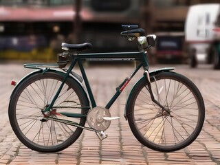 Fototapeta premium vintage bicycle parked in the street