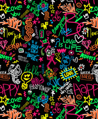 patron de palabras amontonadas coloridas