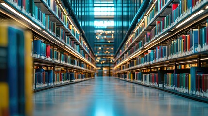 Fototapeta premium A Serene Sanctuary of Knowledge: Exploring the Modern Library's Architectural Marvel