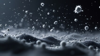 Microscopic Dust Particles Floating Against a Dark Background
