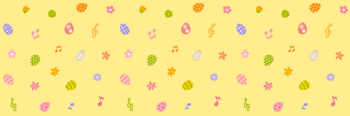 イースターイメージ　黄色の背景素材　横長