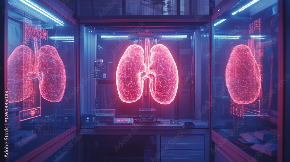 Poster creating glowing digital lungs in bioprinting lab