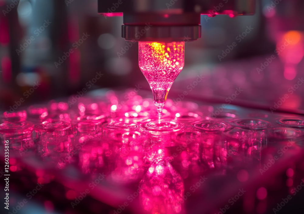 Aufkleber close up of bioprinting nozzles creating organ prototypes