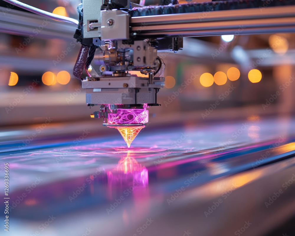 Poster layered tissue printing in progress with robotic nozzles moving