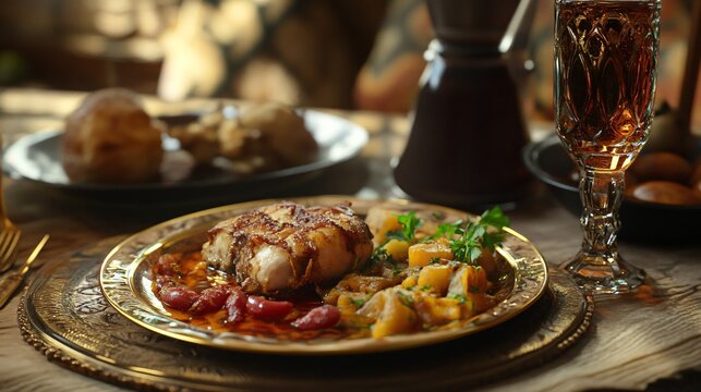 Traditional Georgian Traditional Khinkal Dish Displayed on a Plate