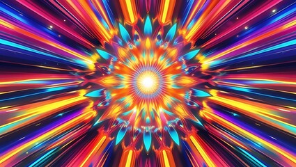Abstract Sunburst: Radiating sunburst pattern with bright colors, offering a vibrant and energetic feel.  
