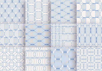 Seamless Pattern Set with Round Geometric Shapes