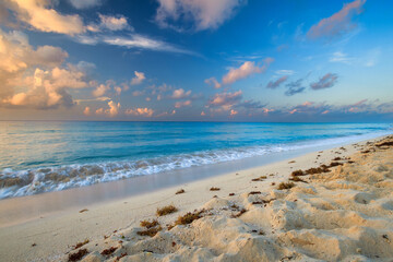 Beautiful Caribbean sea Playacar Beach in Playa del Carmen, Mexico
