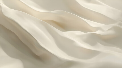Obraz premium Abstract waves of creamy white fabric create a soothing and elegant visual texture, highlighting flowing smooth lines.