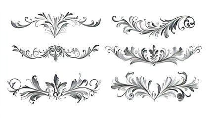 Fototapeta premium Ornate vintage calligraphy divider with elegant curves and timeless design, isolated on white background