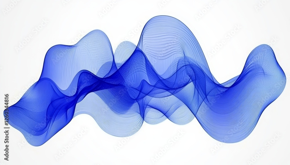 Canvas Prints flowing blue wave abstract design element on a white background, dynamic motion illustration