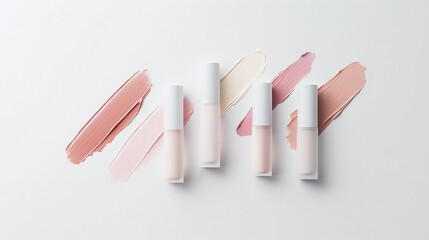 Fototapeta premium Elegant cosmetic product display with neutral tones.