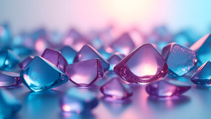 Stunning Abstract Glass Crystals – High-Resolution Blue and Purple Aesthetic.