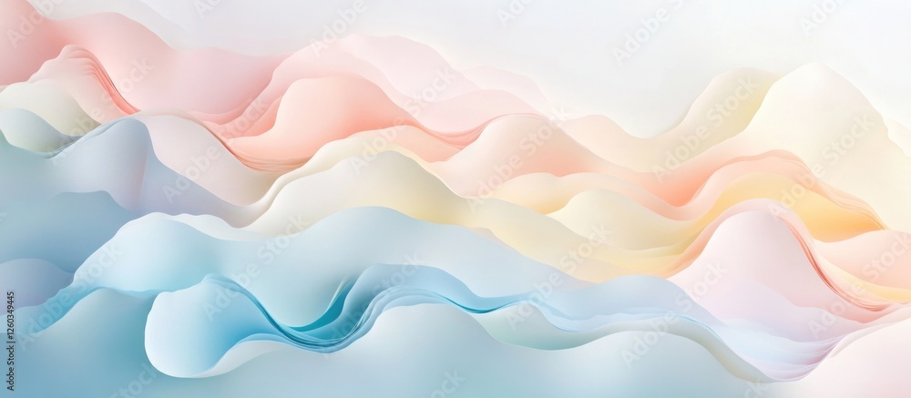 Poster abstract pastel clouds in soft hues for serene backgrounds and postcards with gentle wave patterns a