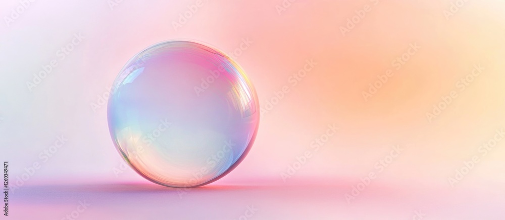 Poster delicate soap bubble resting on a soft pastel background showcasing vibrant colors and subtle reflec