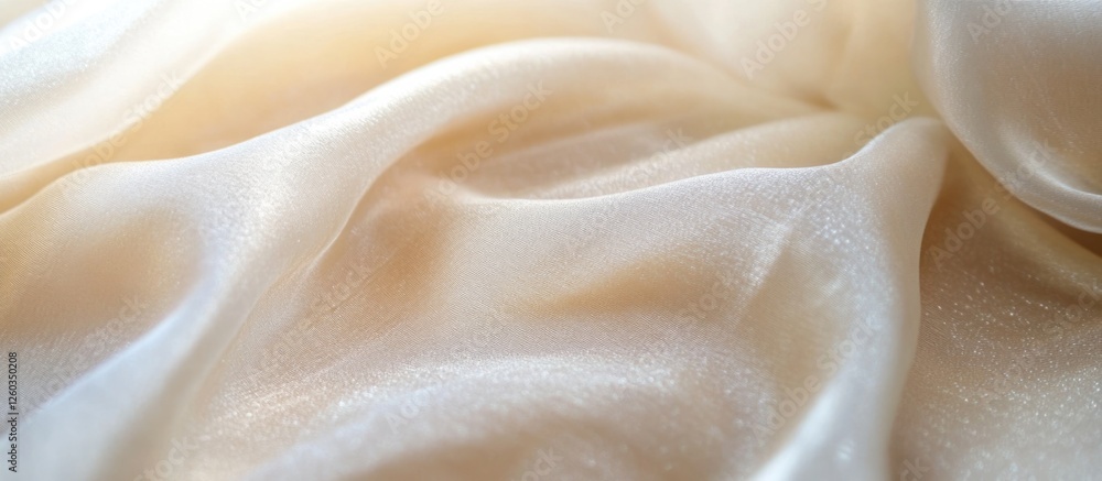 Poster elegant golden silk fabric texture with soft draping for design backgrounds and text placement space