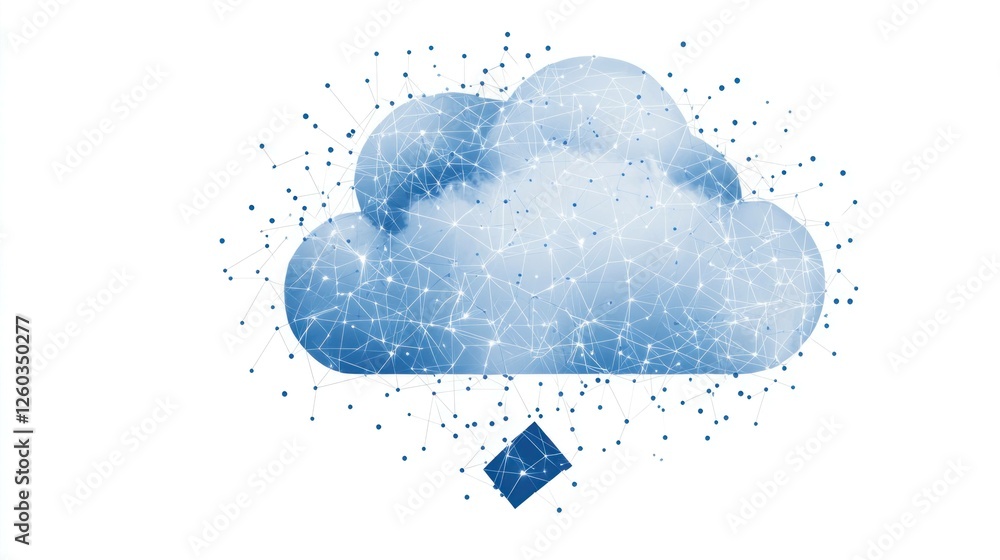 Aufkleber abstract blue cloud illustration representing digital storage and data exchange with interconnected 
