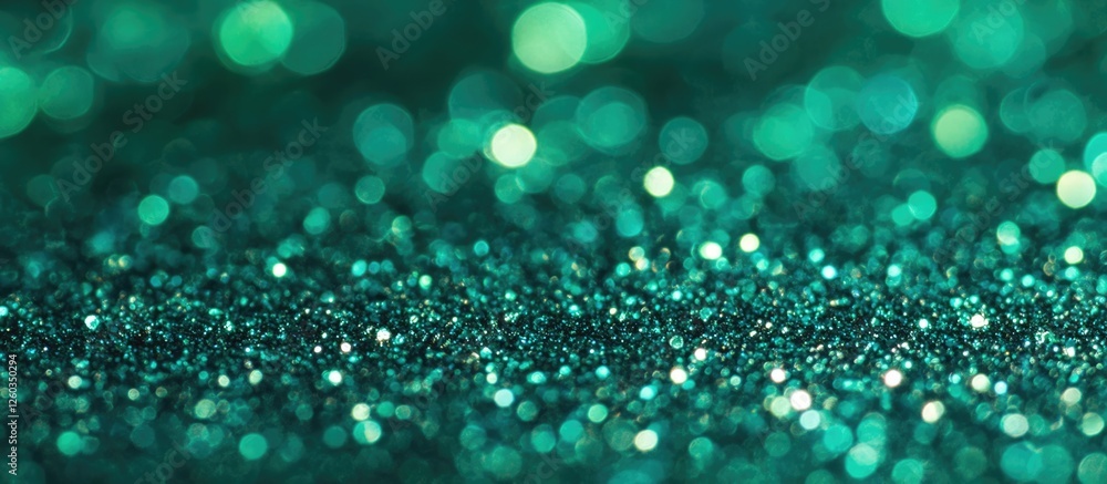 Poster lustrous deep green glitter texture background with ample space for text or design elements, ideal f