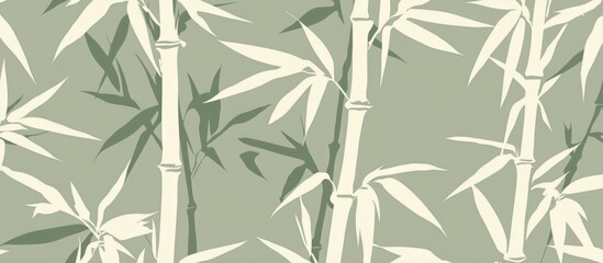 Obraz premium Bamboo Silhouette Pattern Background with Subtle Green Shades Ideal for Eco-Friendly Designs and Natural Themes