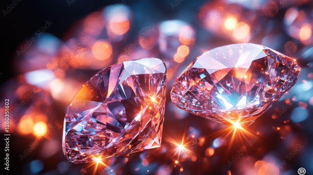 Poster sparkling diamond shapes in dynamic motion against a dark background creating a luxurious and elegan