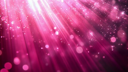 Beautiful pink abstract background with shining rays of light and glowing particles, perfect for festive themes and vibrant designs.