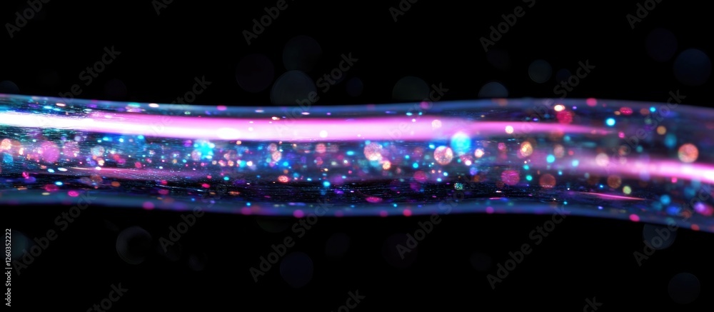 Aufkleber radiant segmented light in a tubular digital interface with aquatic elements and blank space for tex