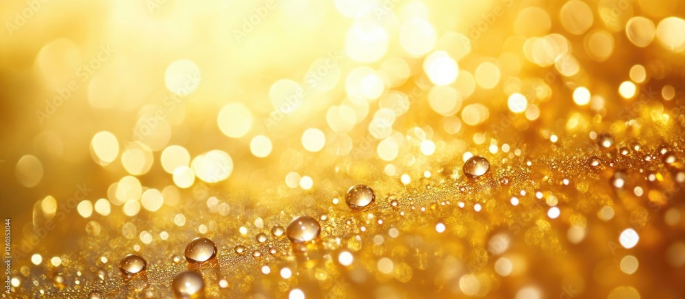Aufkleber golden bokeh background with sparkling raindrops captured on a window creating a beautiful abstract 