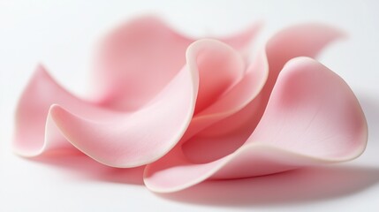 Delicate pink rose petals arranged elegantly on white background