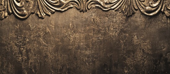 Vintage Metal Texture with Ornate Details in Warm Sepia Tone for Classic Background Use