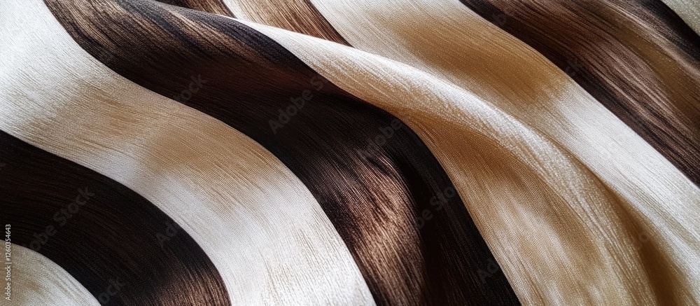 Poster elegant silk fabric texture with flowing brown and cream stripes creating a luxurious background for