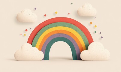 A green top hat with a rainbow on top decorated with four green shamrocks St.patrick background