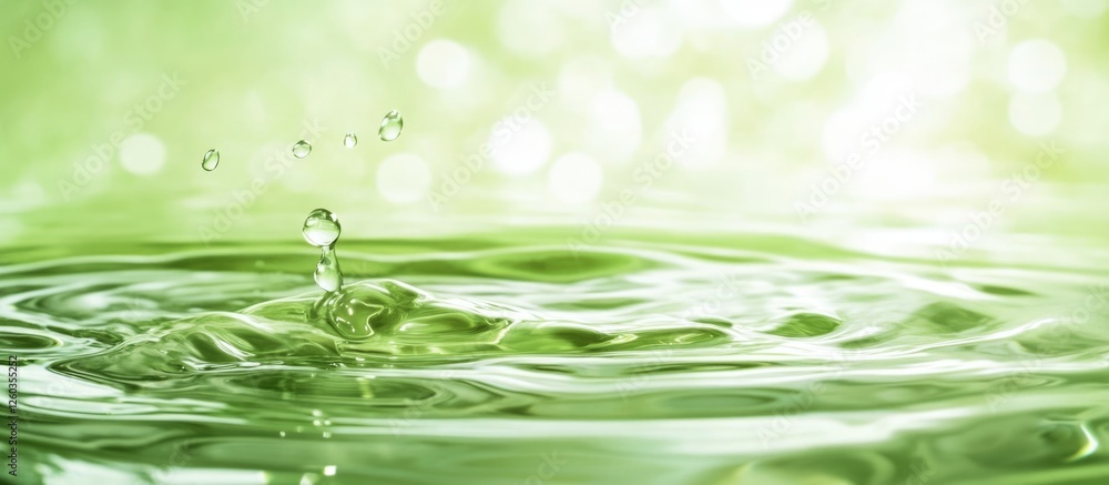 Poster tranquil green water surface with gentle ripples and plenty of space for text creation and design el