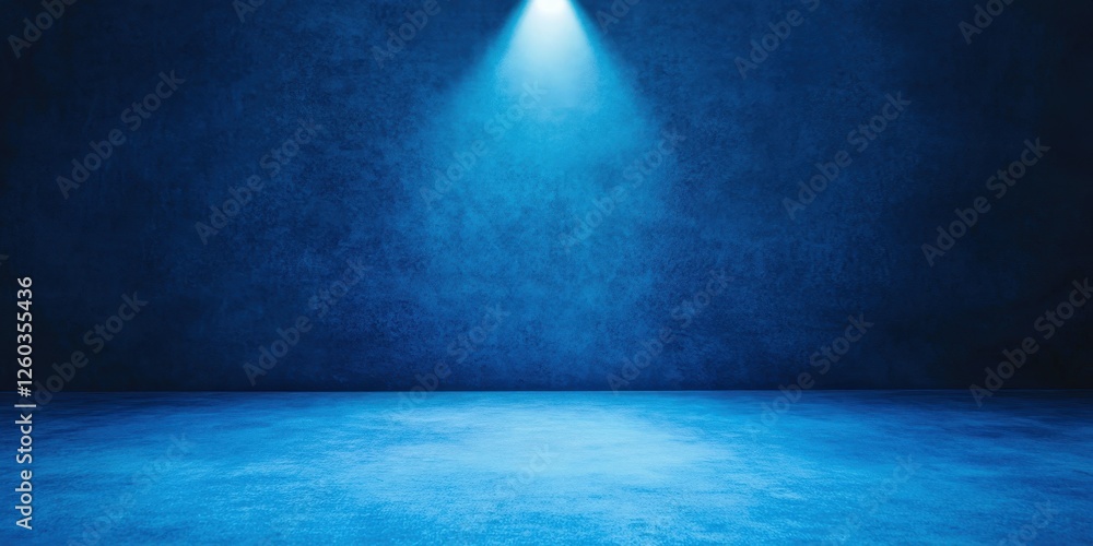 Aufkleber Illuminated deep blue gradient stage studio background image minimalist perspective visual conceptualization