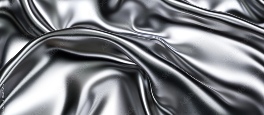 Aufkleber shiny silver abstract background with blurred texture highlighting smooth folds and reflections for 