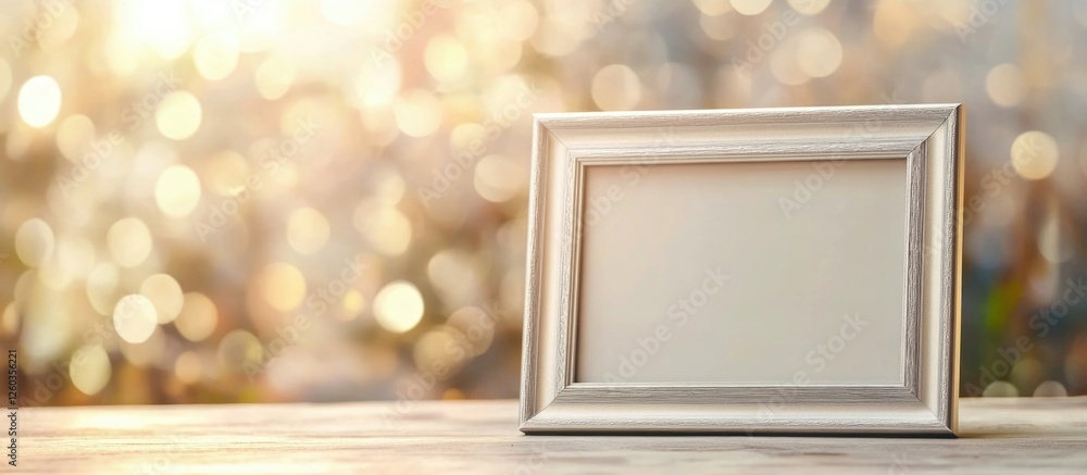 Poster elegant silver picture frame on softly blurred background creating a serene and inviting atmosphere 