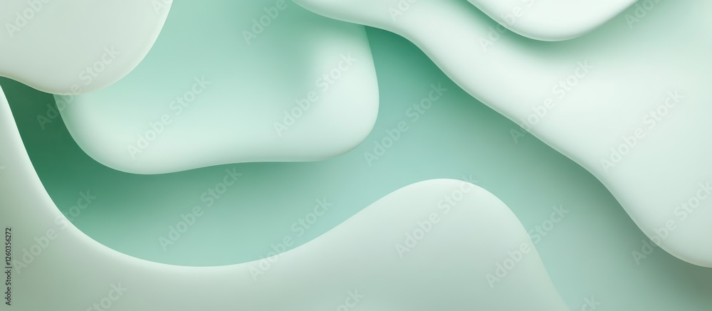 Poster pastel green soft organic shapes background with ample space for text and visual appeal for creative