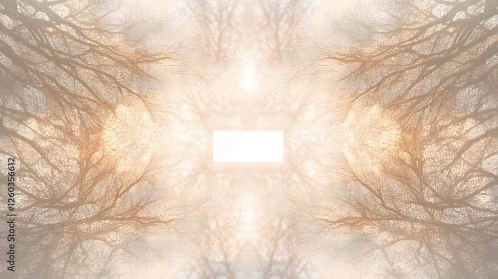 Poster symmetrical tree branches create a soft ethereal and bright scene