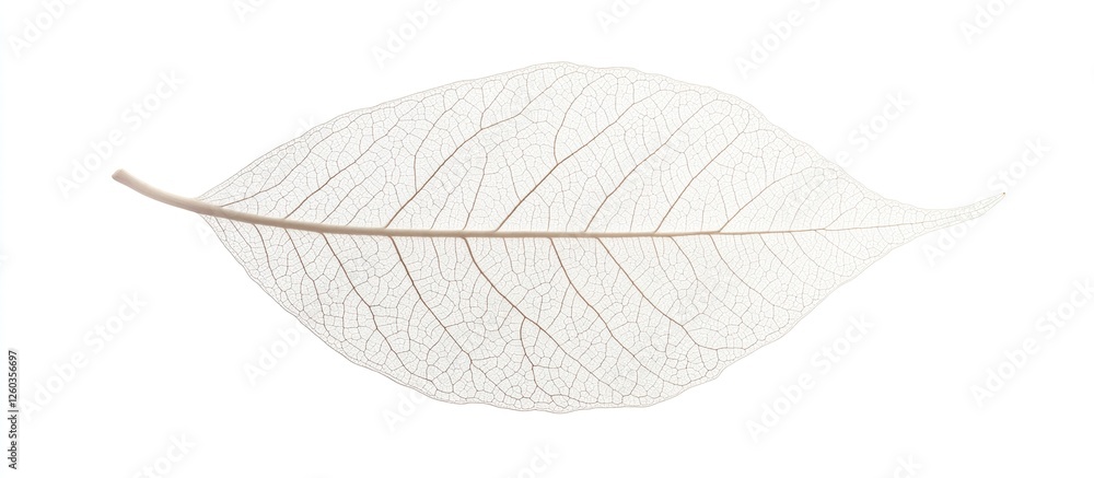 Poster delicate translucent skeleton leaf isolated against a clean white background showcasing intricate na