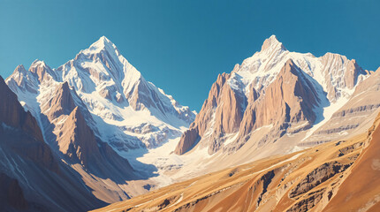 Snowy Peaks and Cloudy Skies: A Breathtaking Mountain View